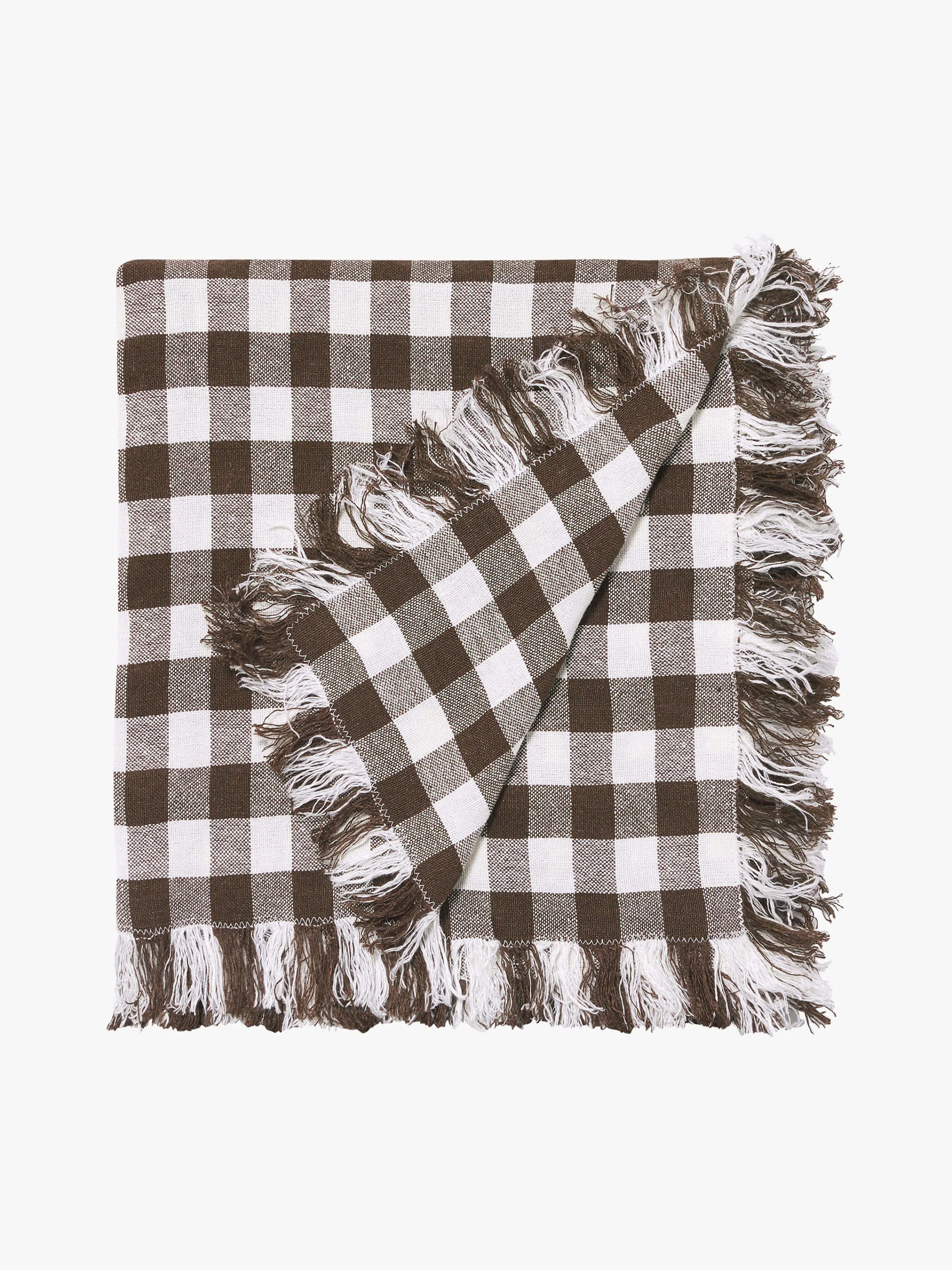 L&M Home Ava Gingham Pure Linen Throw New