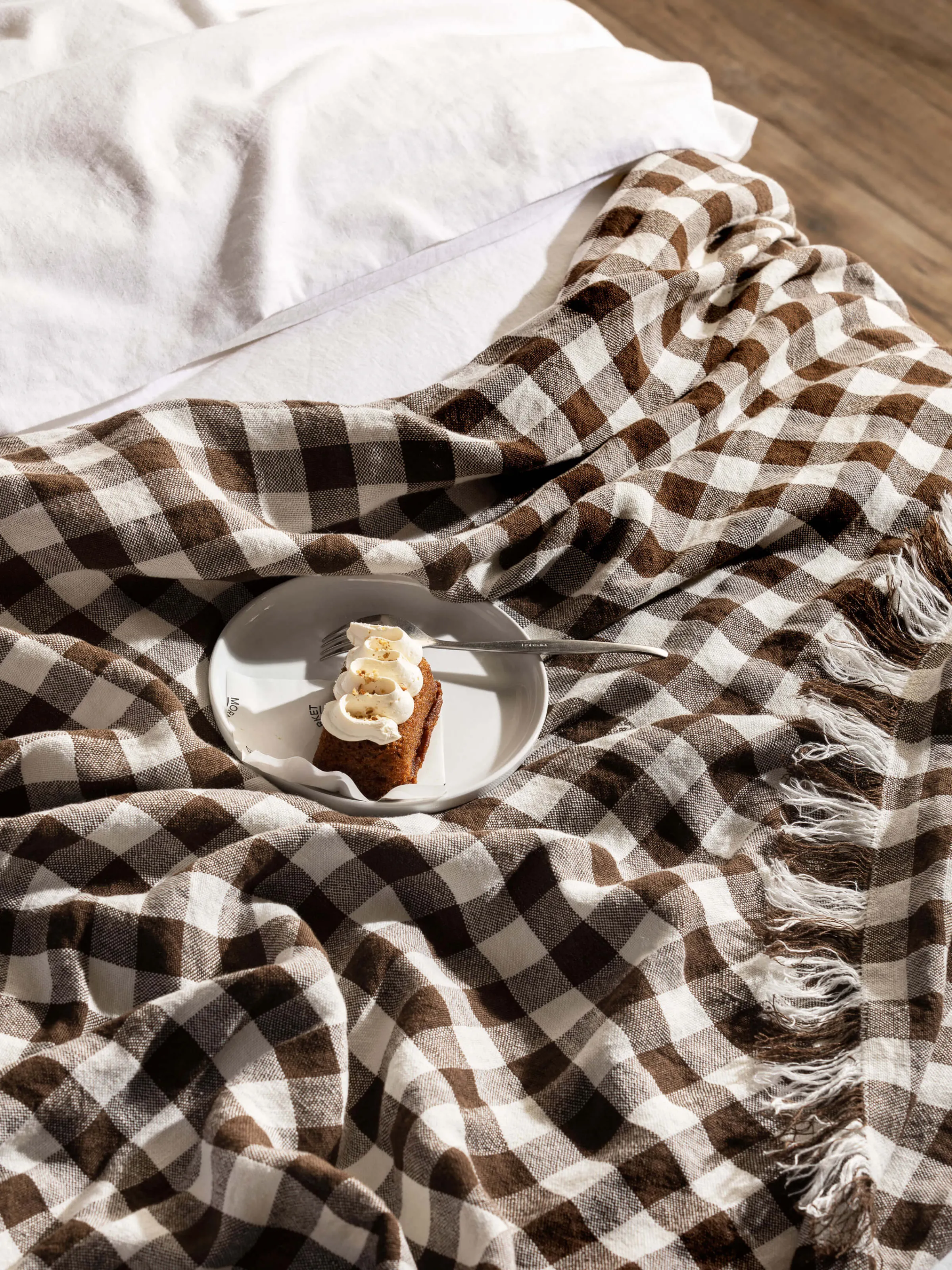 L&M Home Ava Gingham Pure Linen Throw New