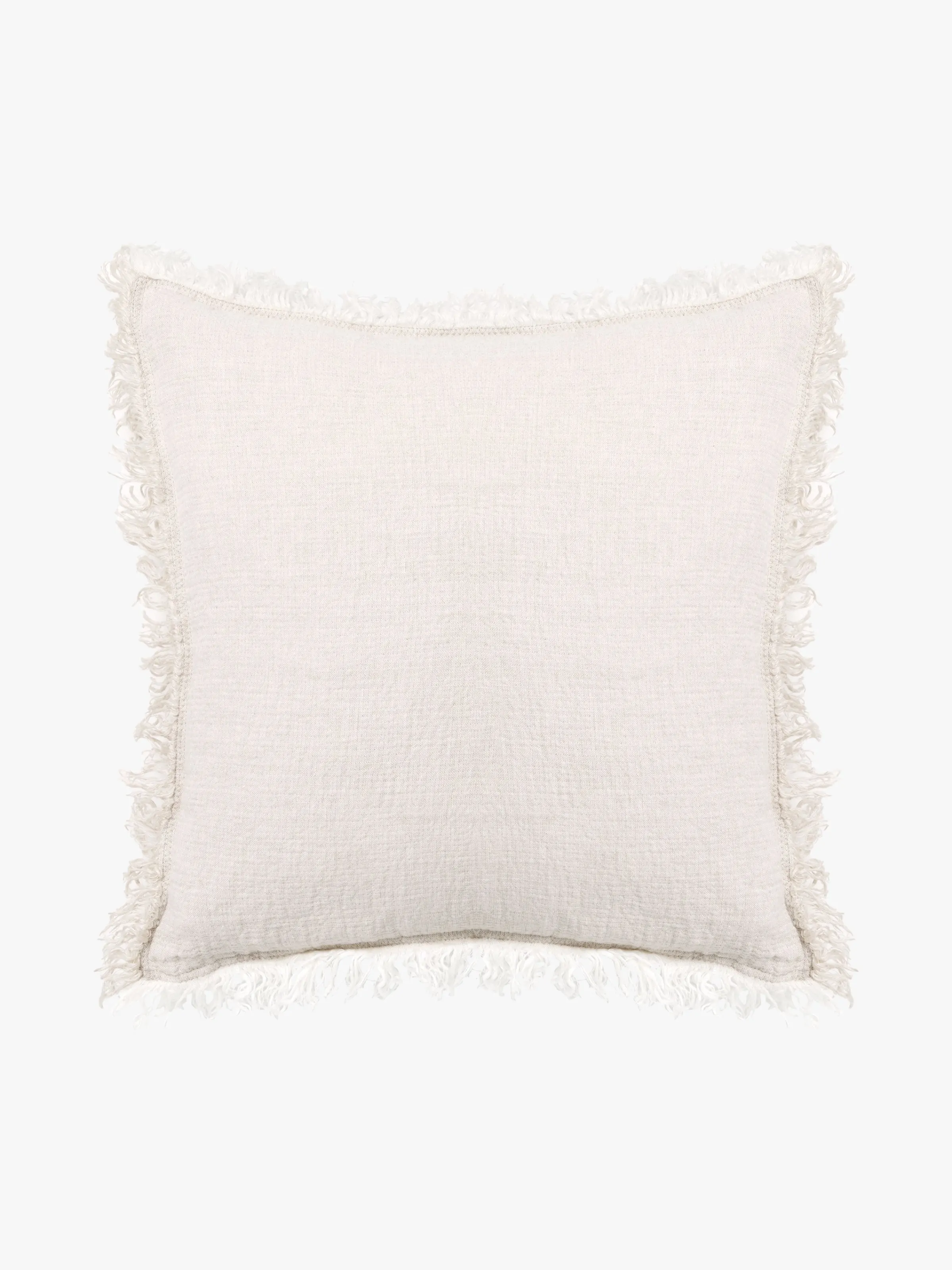 L&M Home Ava Nougat Fringed Pure Linen Cushion Cheap