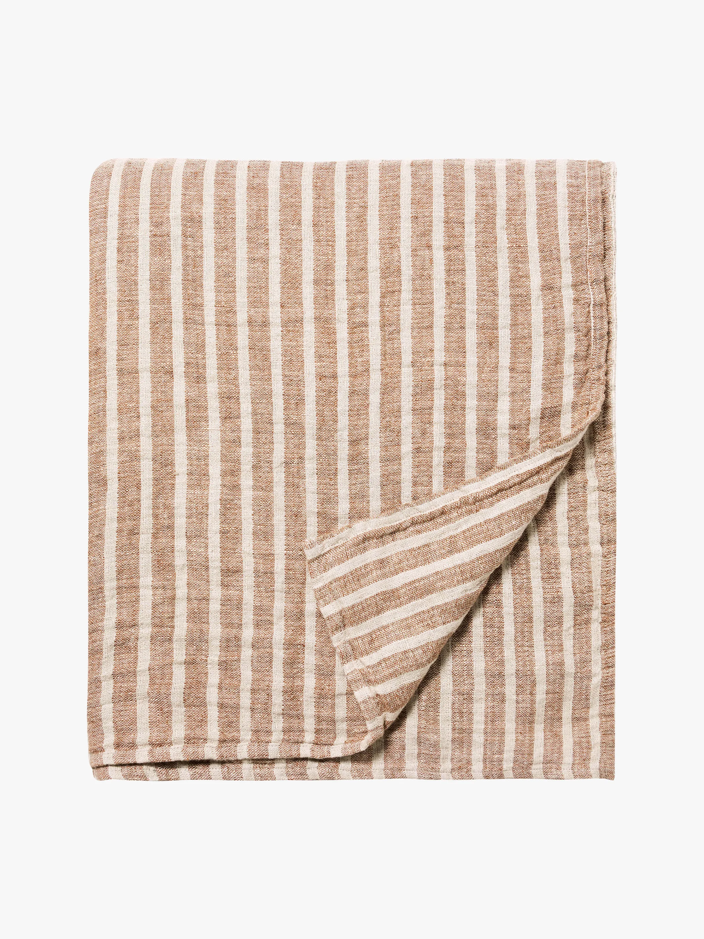 L&M Home Ava Toffee Stripe Pure Linen Bedcover Cheap