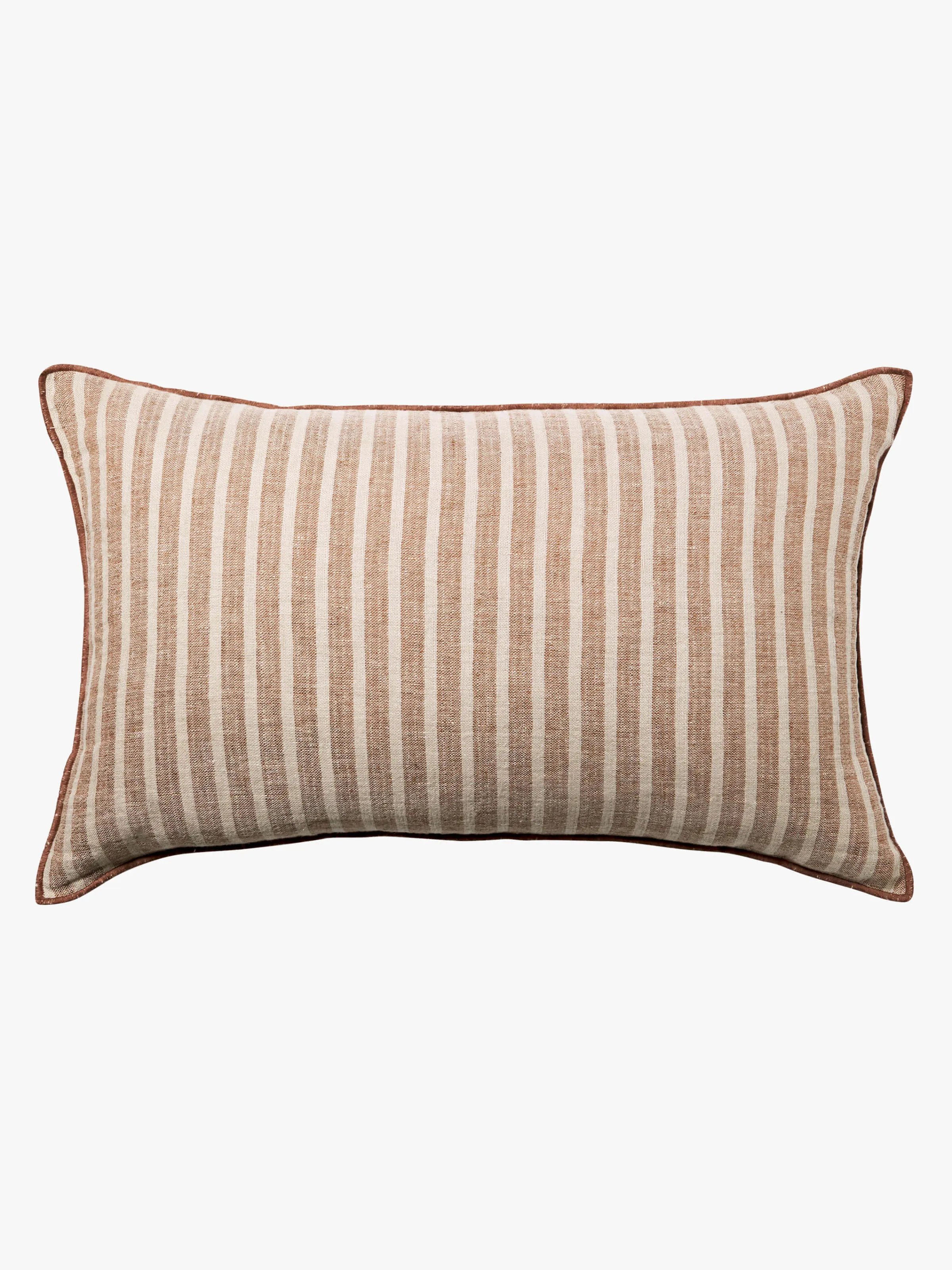 L&M Home Ava Toffee Stripe Pure Linen Rectangle Cushion Sale