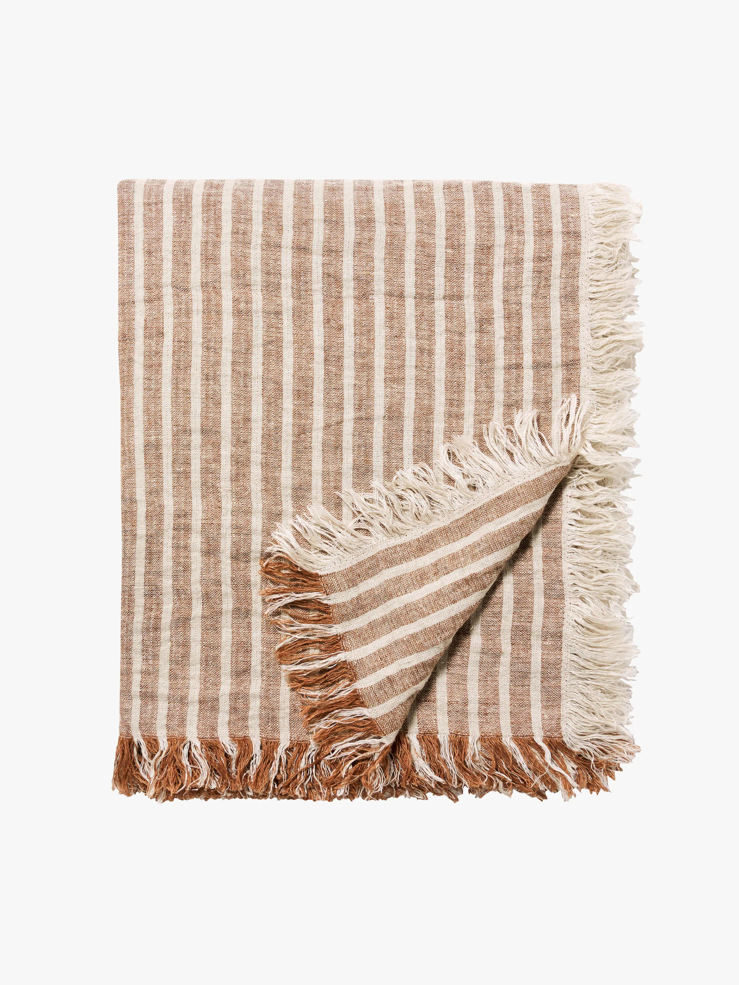 L&M Home Ava Toffee Stripe Pure Linen Throw Store