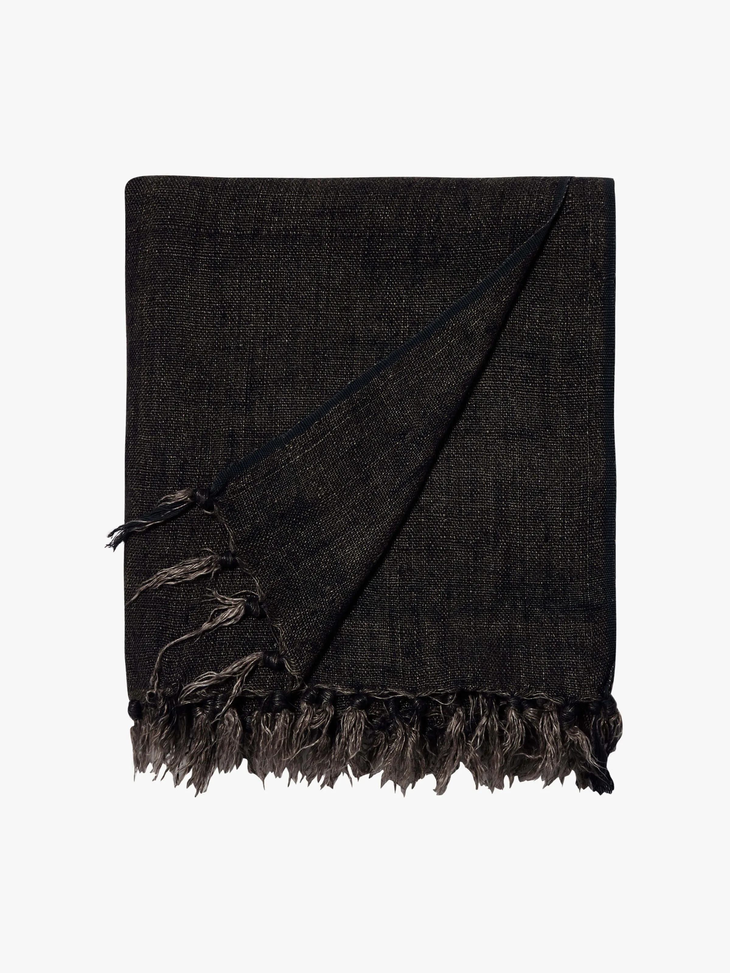 L&M Home Burton Liquorice Heavy Linen Throw New