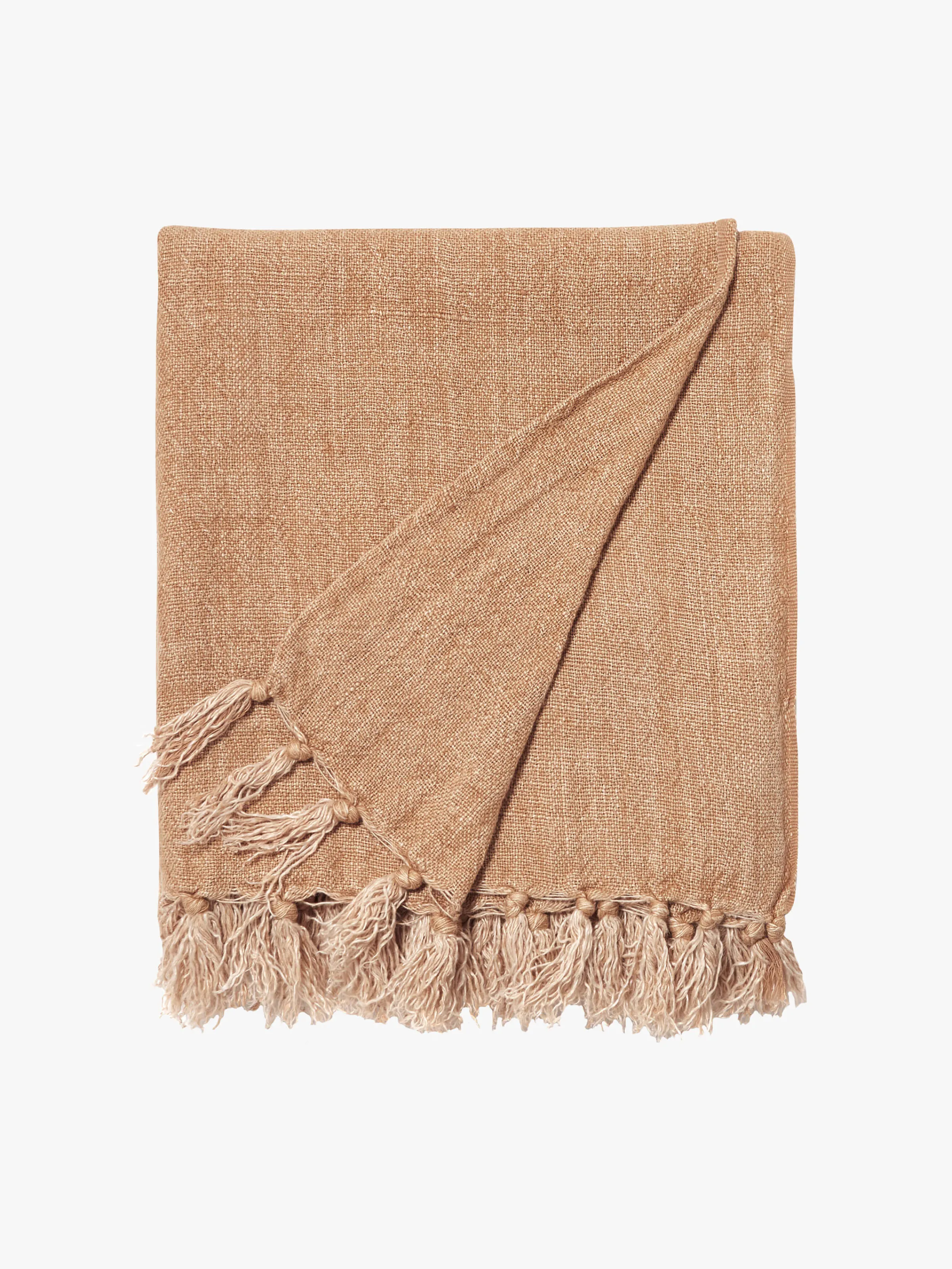 L&M Home Burton Toffee Heavy Linen Throw Outlet