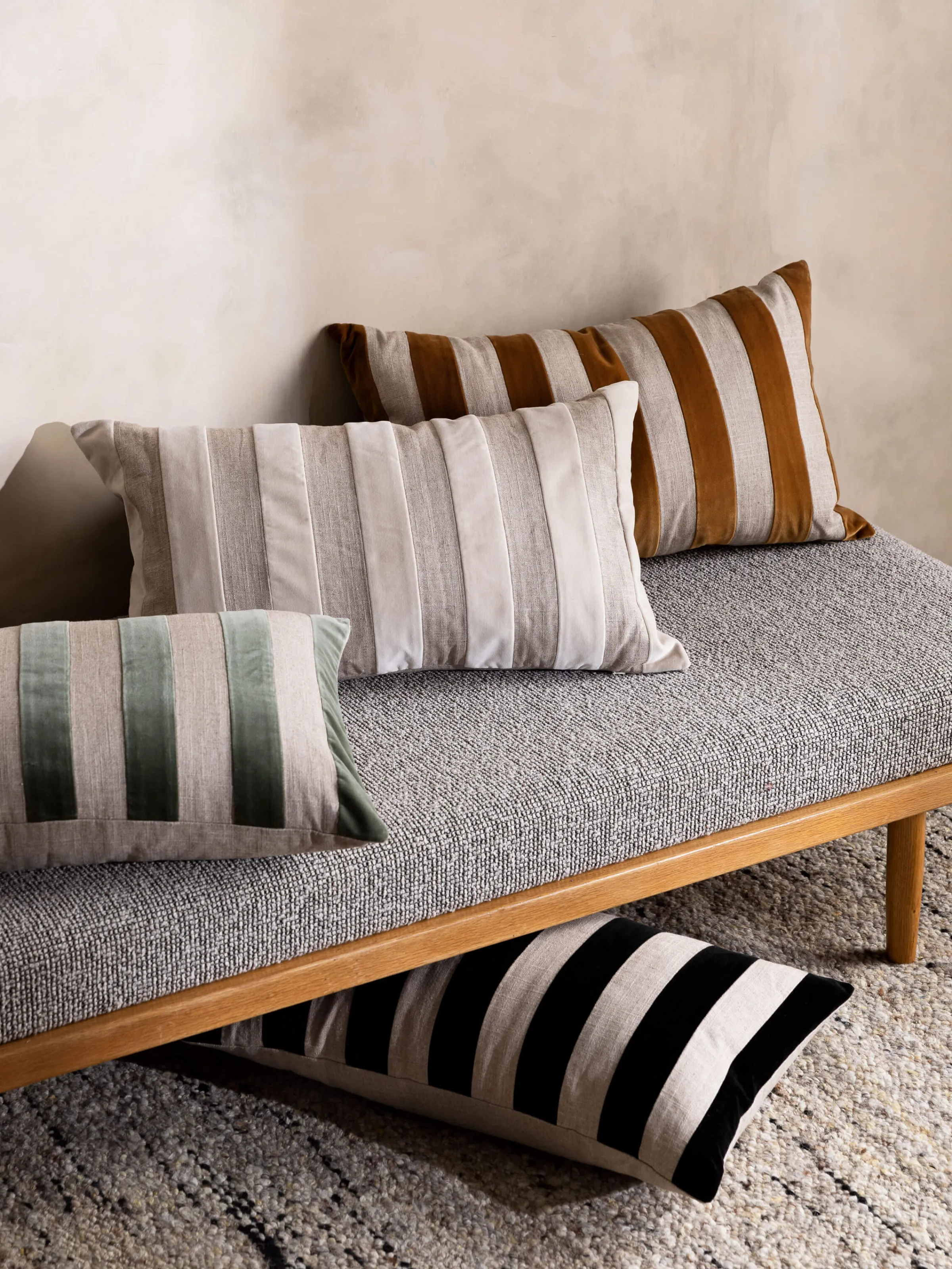 L&M Home Etro Almond Stripe Velvet Cushion Store