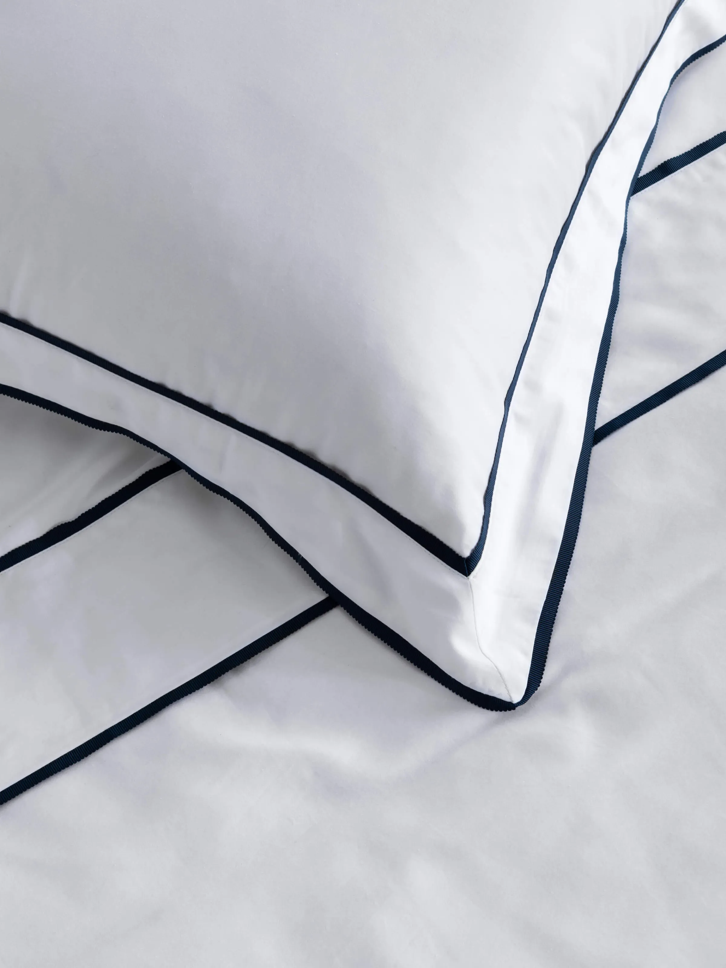 L&M Home Grosgrain Navy Egyptian Cotton Tailored Pillowcases Hot