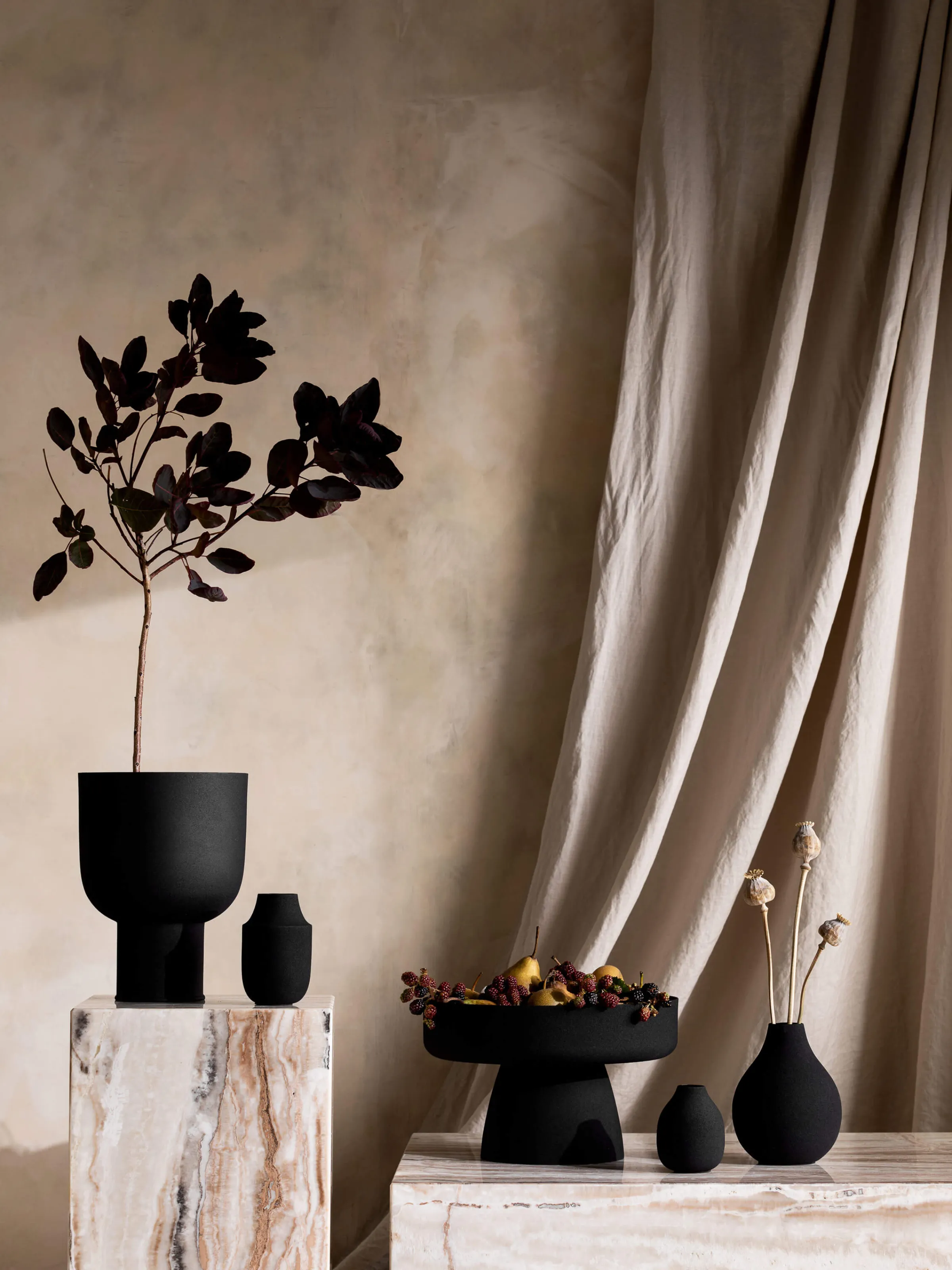 L&M Home Mona Black Trio of Vases Outlet