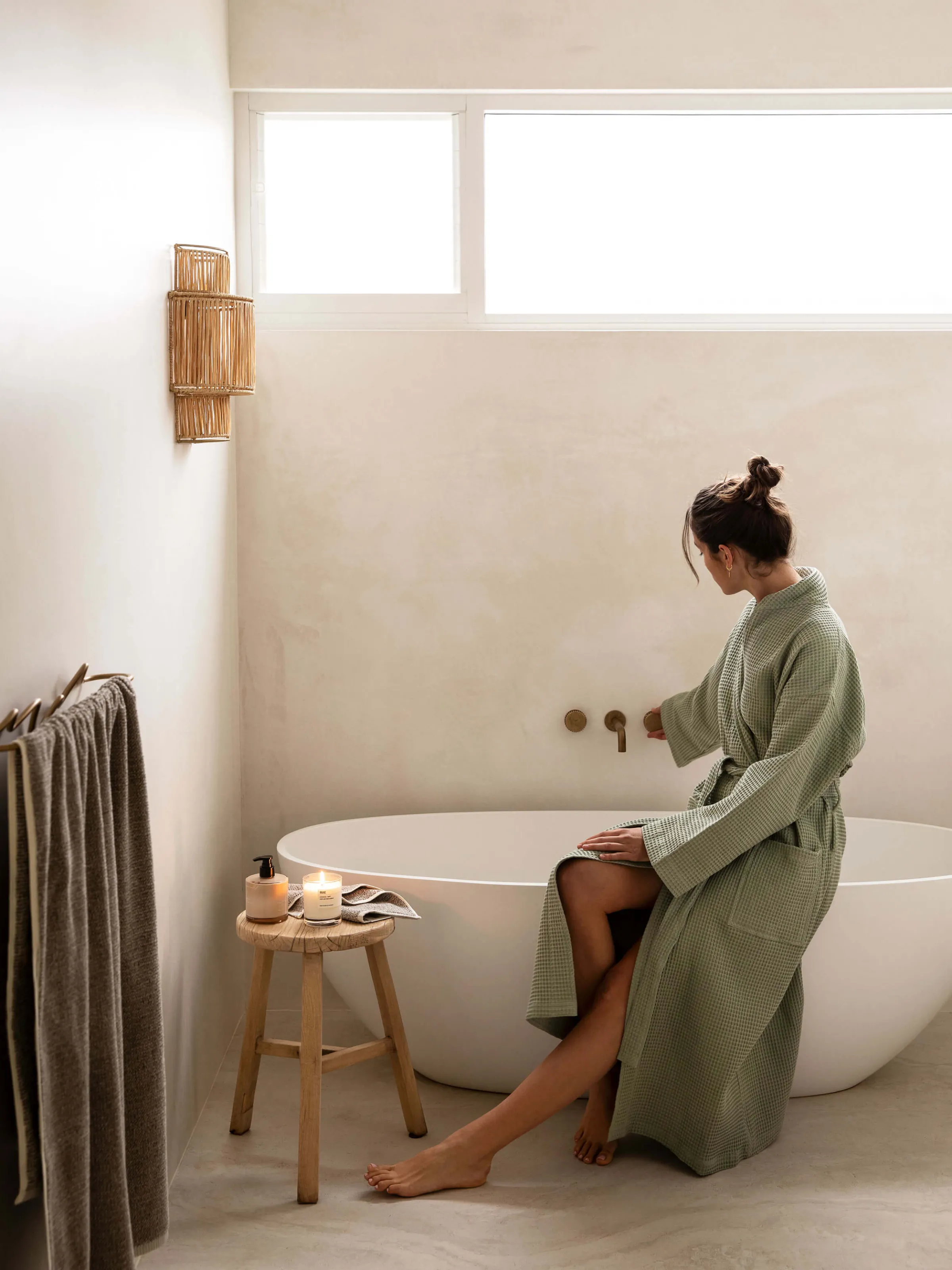 L&M Home Spa Sage Waffle Bathrobe Outlet