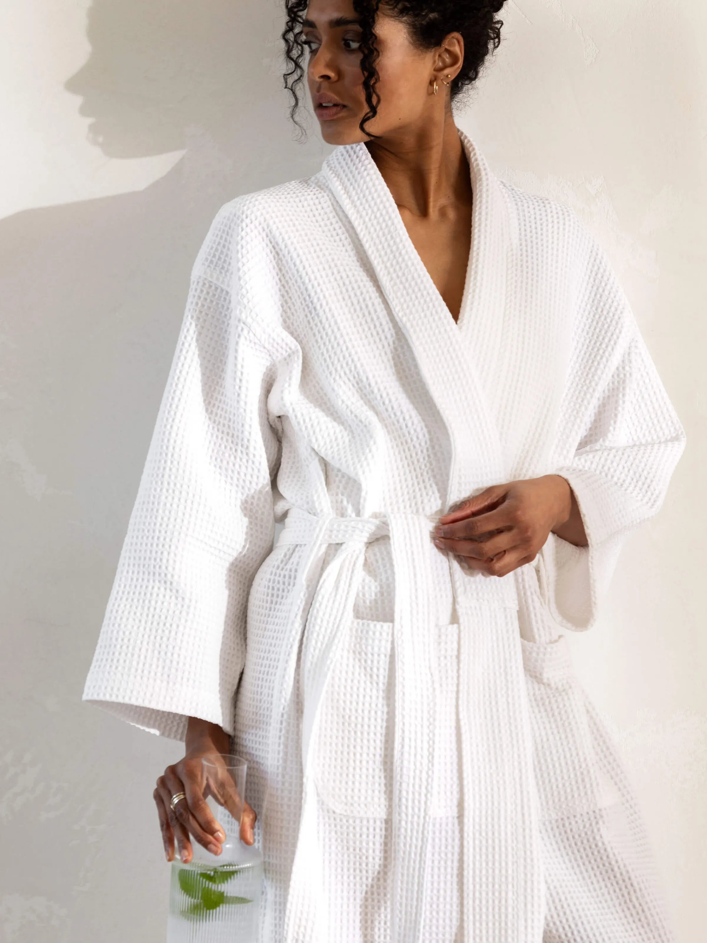 L&M Home Spa White Waffle Bathrobe New