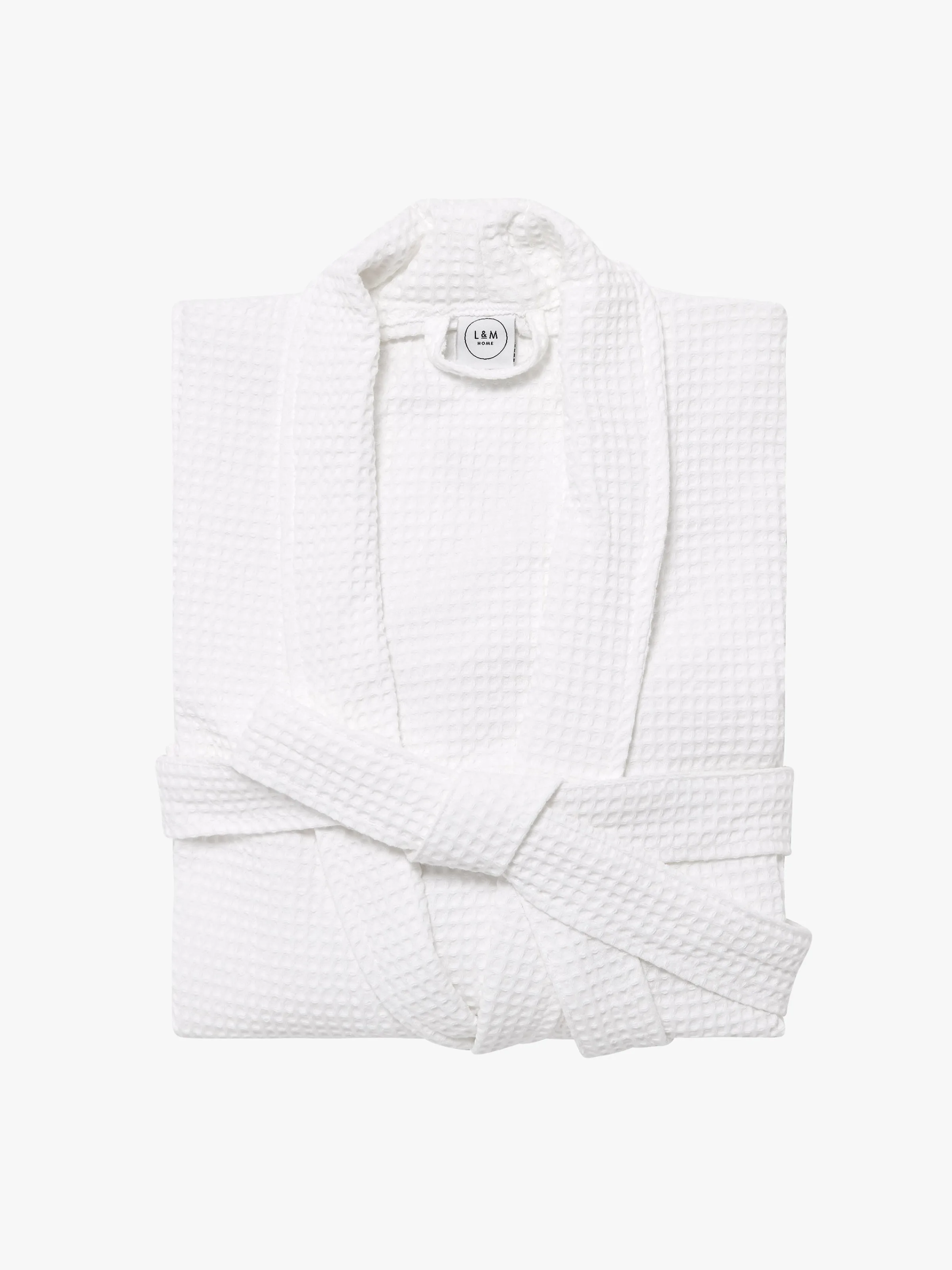 L&M Home Spa White Waffle Bathrobe New