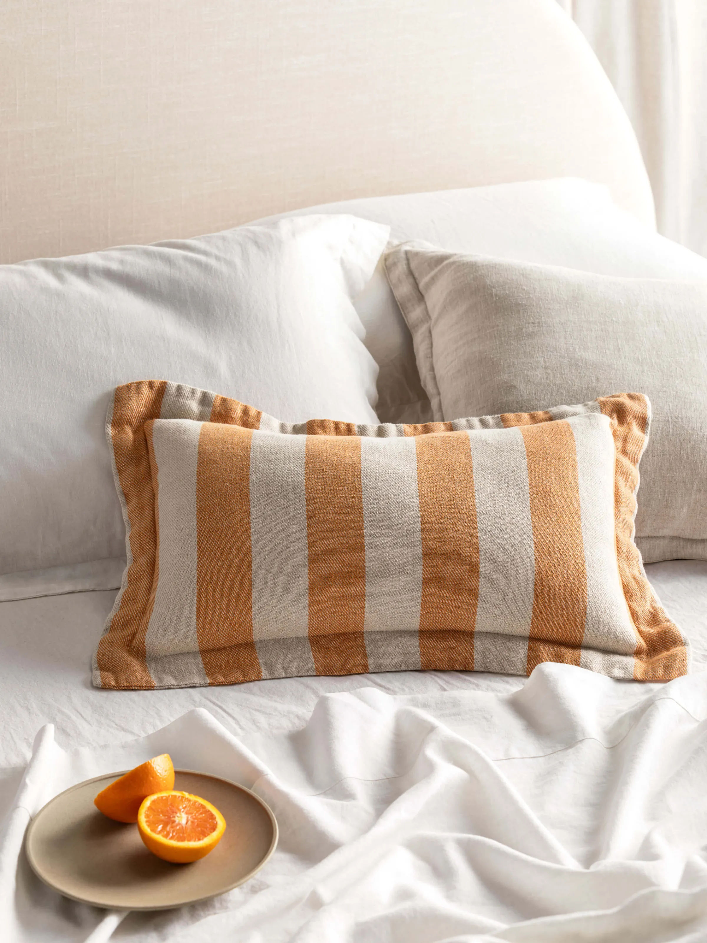 L&M Home Voyage Tangerine French Linen Mini Cushion Best Sale